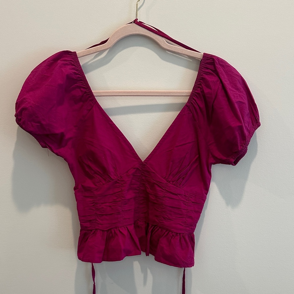 Elegant Magenta Puff Sleeve Top